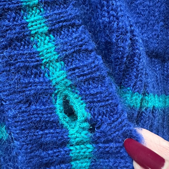 Vintage 80's/90's Blue Varsity Preppy Cardigan Size L - Academia Americana - Picture 5 of 5